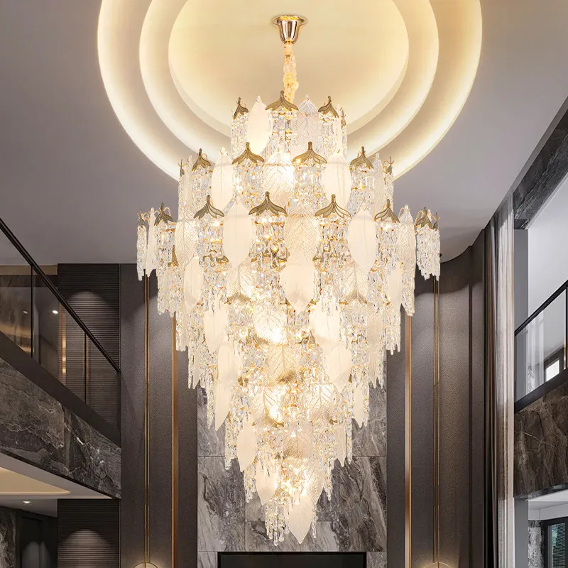Villa Crystal LED Chandelier Light Luxury High-End Elegant Main Light Hall Loft Stairwell Light Modern Luxurious Lighting