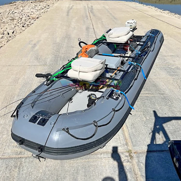 Folded Pvc Rowing Boat Rigid Inflatable Fishing Boat For 4-6 Persons ...
