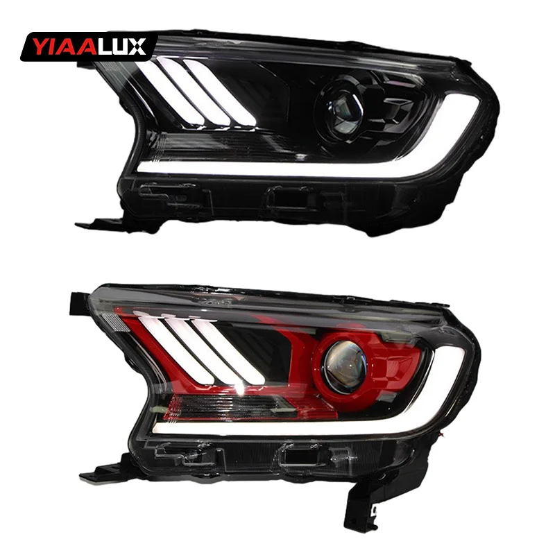 Full LED Headlights For Ford Ranger 2015-2021 Bi-xenon Projector Lens Front Lamps With DRL