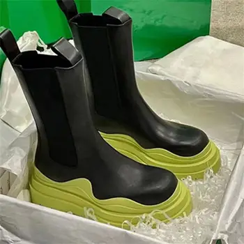 2021 hot sale branded red green bottom platform chelsea boots Elastic slip on PU designers boots women shoes