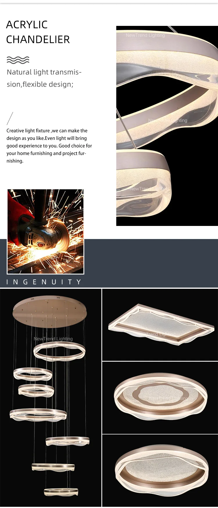 lc9866 contemporary indoor decoration pendant light living dining room restaurant home office acrylic led ring chandelier-1