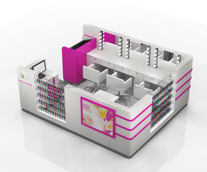 Modern Design Nail Kiosk Design Nail Kiosk in Mall Manicure Counter Modern Nail Art Service Counter Salon Booth for Sale