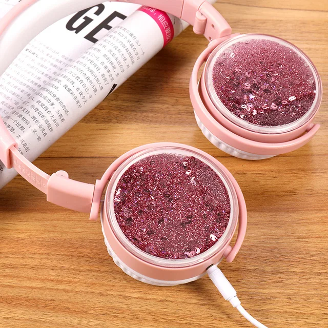 Wholesale Sand Flowing Design Foldable Cat Ear Headband Wired Earphones On-Ear Over-Ear Mic-for PS4 for School Lectures Gaming