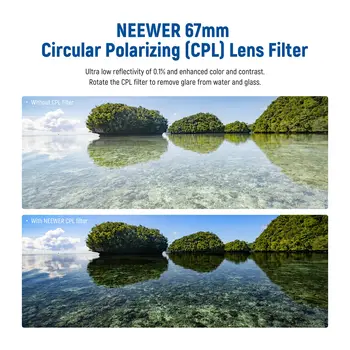 NEEWER 67mm Polarizer Filter 30 Layer Multi Resistant Nano Coated Circular Polarizing Filter CPL Camera Lens Filter detail image