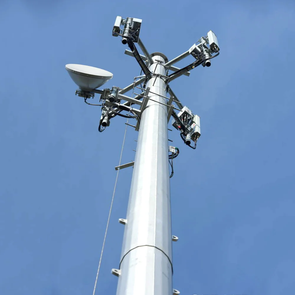 Self-Supporting 20m High Mast Steel Monopole Communication Tower Hot-Dip Galvanized Surface 50+ Year Lifetime for Telecom