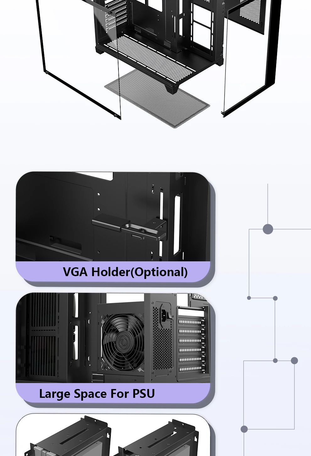 Ruix Hot Sale High Quality OEM ODM White Desktop ATX Micro ATX Side Panels Tempered Glass Computer Case Gaming PC Case Gabinete