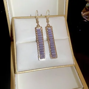 Wholesale  Purple Earrings Bead Chandelier Earrings Luxury Pendant Women Anniversary Wedding Earring Fashion Jewelry