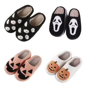 New Fashion Halloween Indoor Winter for Slippers Warm Plush Closed-Toe Design Anti-Slippery Comfortable for Couples Home Use
