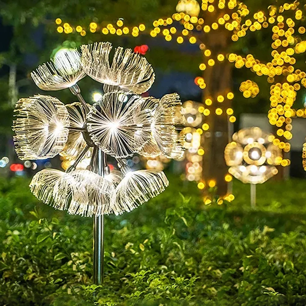 Custom Design LED Artificial Reed Dandelion Light Led Optical Fiber Dandelion Waterproof Outdoor Landscape Lamps Light