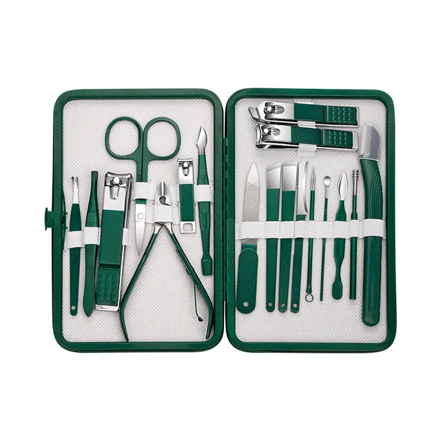 7-Piece High Quality Green Manicure & Pedicure Set for Nail Art and Beauty Care