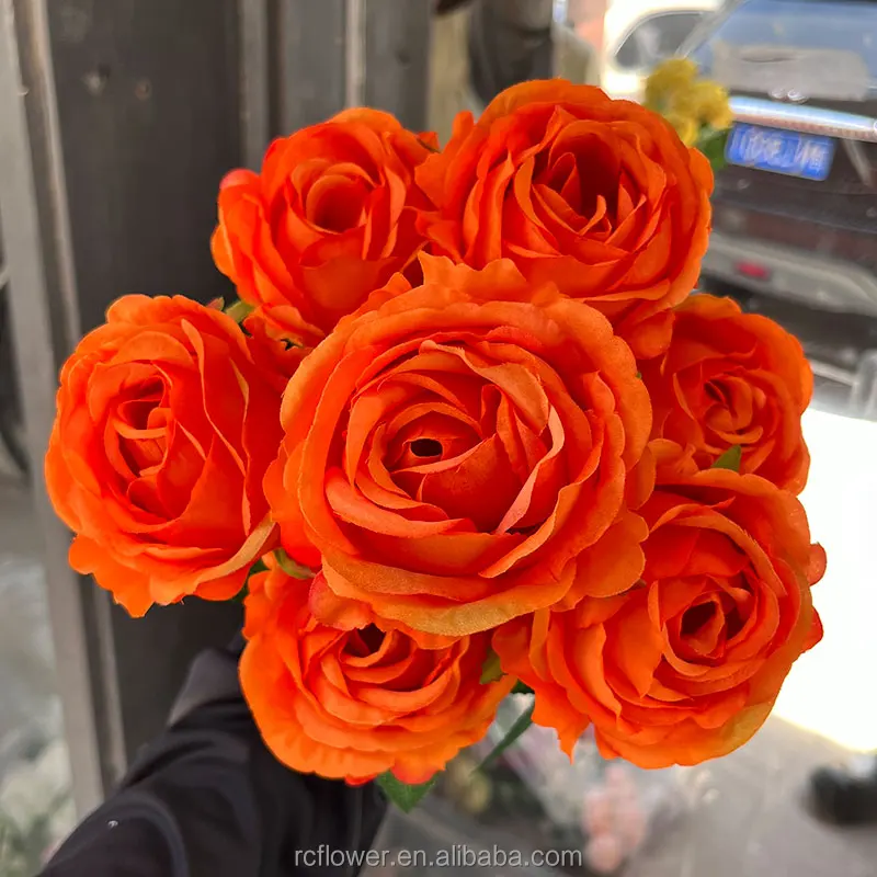 Wholesale 7 Heads Artificial Flower Rose bunch Large Size Silk Rose ...