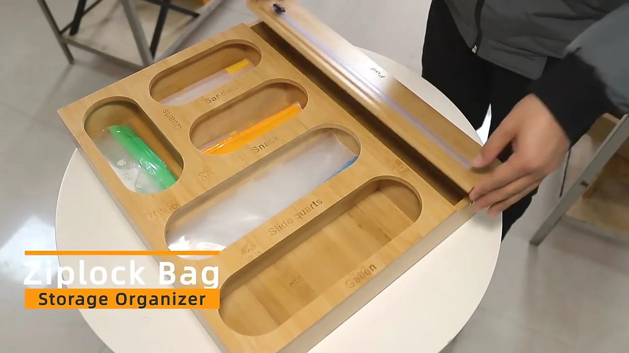 6-in-1 Taschen-Organizer Aus Bambus – Für Ziplock, Folie & Frischhaltebeutel