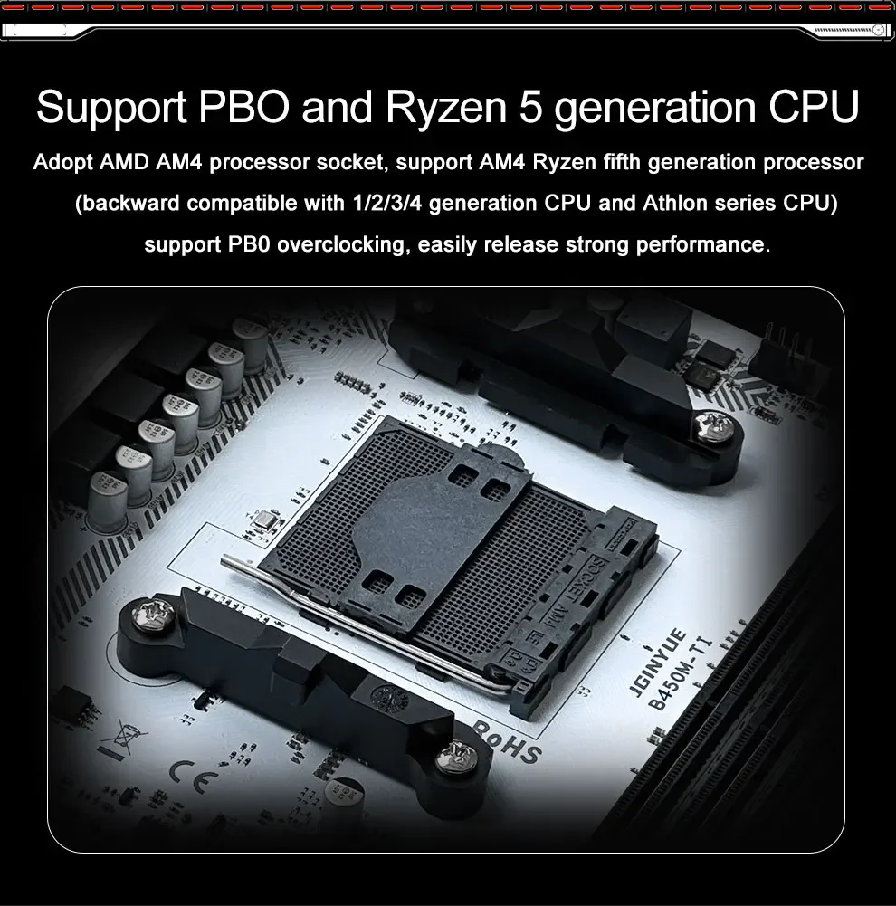 JGINYUE B450M TI ARGB AM4 Motherboard, DDR4 Slots