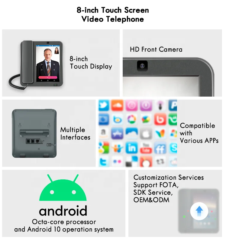 2024 OEM ODM  Large Screen 4G Volte Fixed Desktop WiFi Hotspot HD Video Wireless Phone Cordless Smart Android Telephone