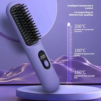 Hair Straightening LED Display USB mini hair straightener comb electric comb Travel Hair Straightener