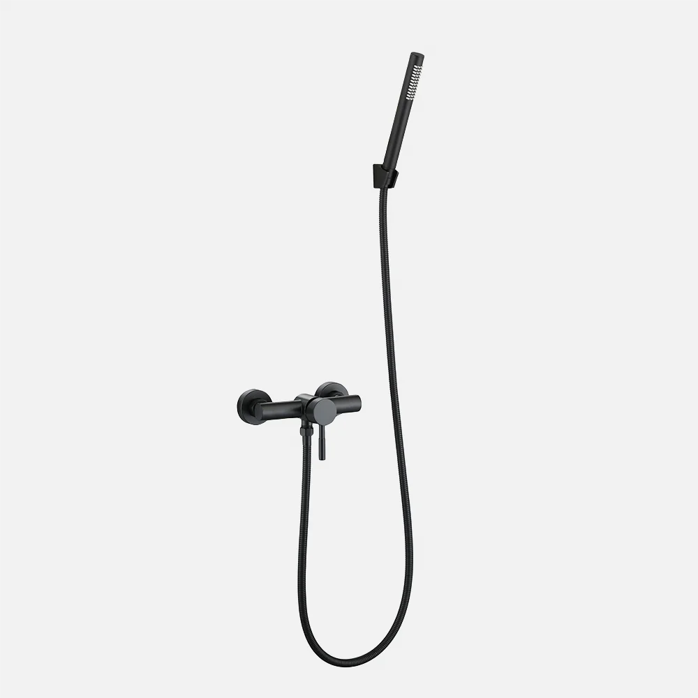 Single Design Wall Mount Brass Shower Sets Hot Cold Water Shower Mixer Single Function Matt Black Shower Set