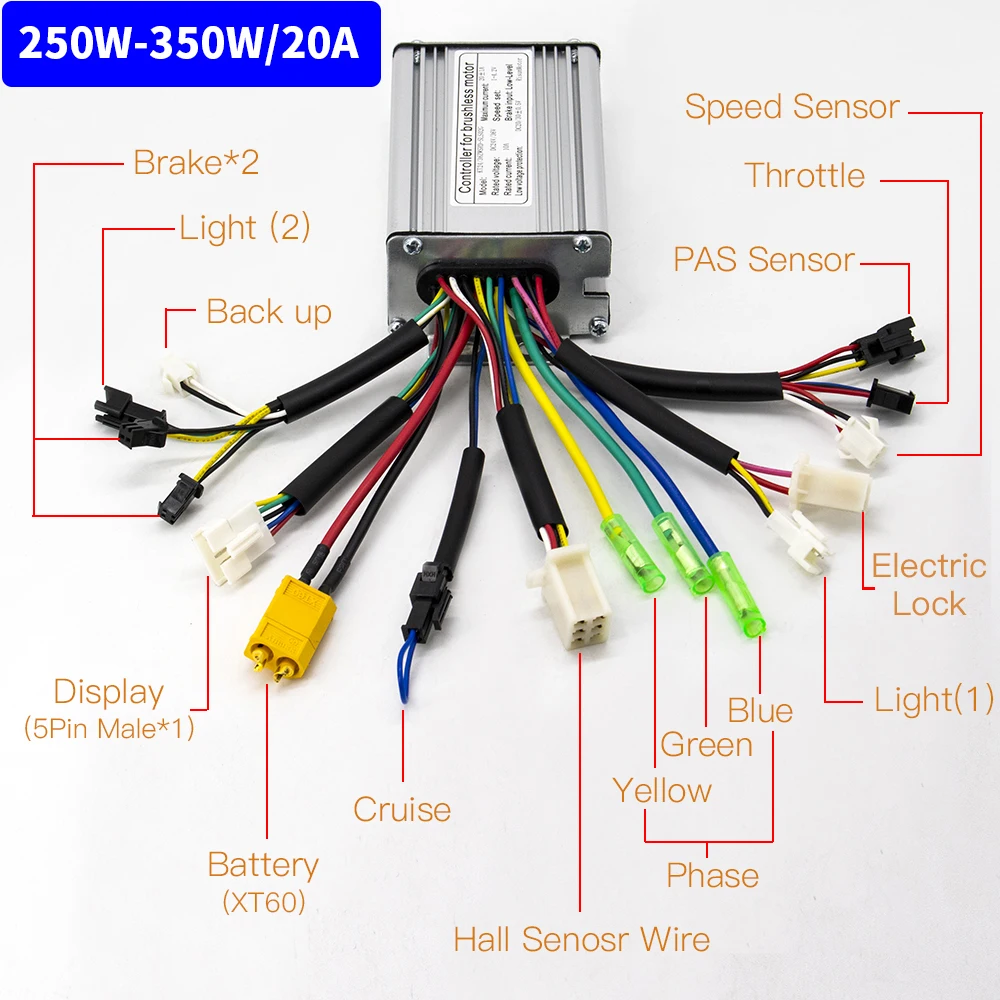 DC 48V 36V 15A E-bike Controller For 250W 350W Brushless Motor Electric Scooter