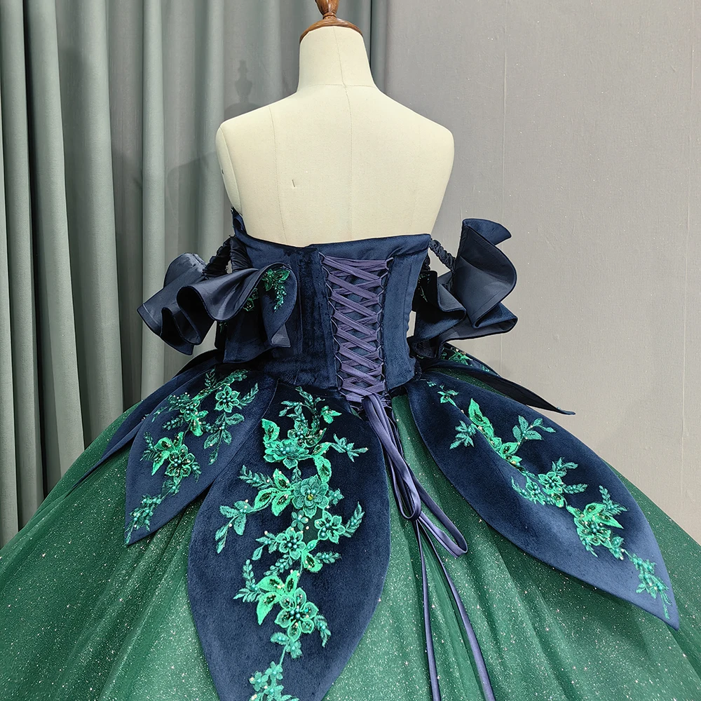 blue dress for baby girl Dark Green Quinceanera Dress Sweet 16 Dress Sequined Beaded Dress Ball –  Simplepromdress