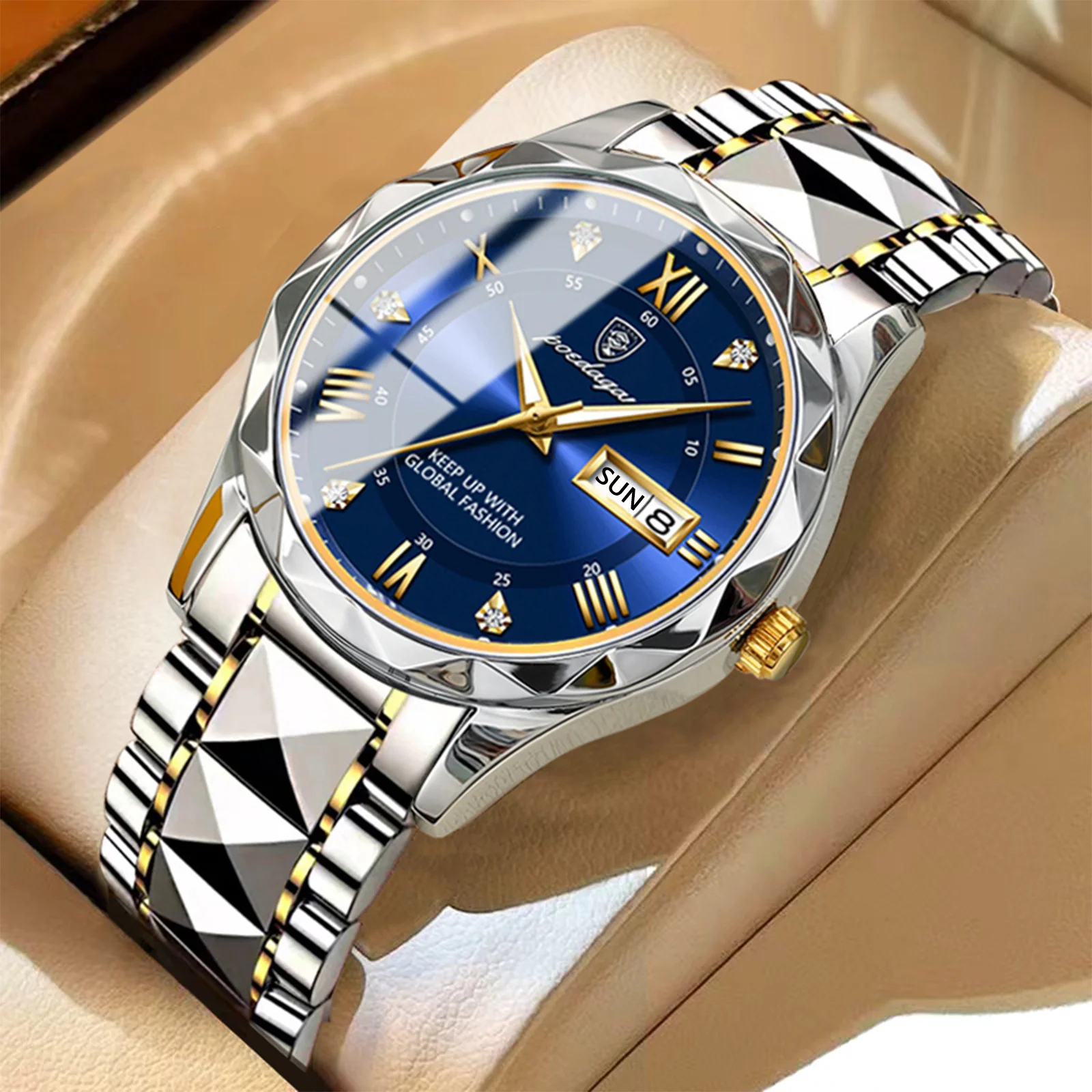 POEDAGAR 615 Men's Quartz Wrist Watch - Luxury Steel Sport Clock
