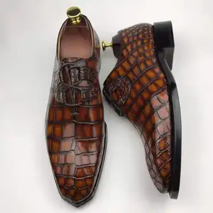 Goodyear Welt Handmade Branded Shoes Men Genuine Crocodile Leather Formal Mens Shoes Alligator Skin Luxury Dress Shoes & Oxfords