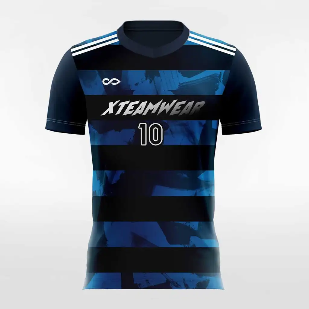 Custom team Soccer Jersey Black and Blue