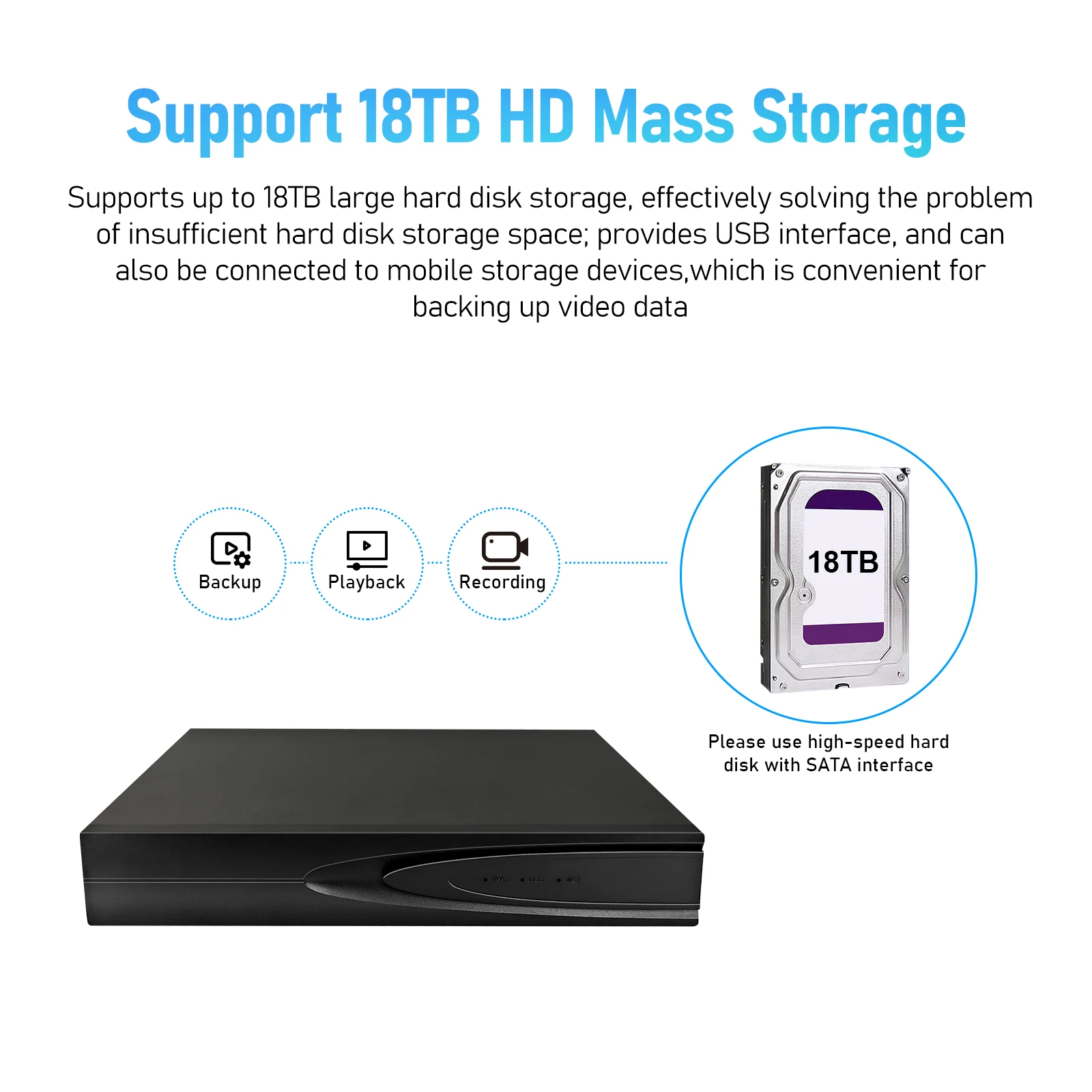 JideTech 4CH 4MP Network Video Recorder PoE NVR Camera System Human Detection Bullet Camera Outdoor Security Seetong APP