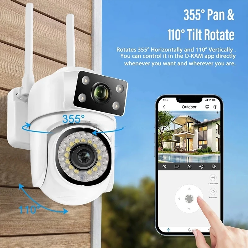 4MP Dual-Lens Auto-Tracking CCTV Camera V380 Pro Outdoor WiFi/4G PTZ Security Cam with Cloud Storage & Waterproof Design