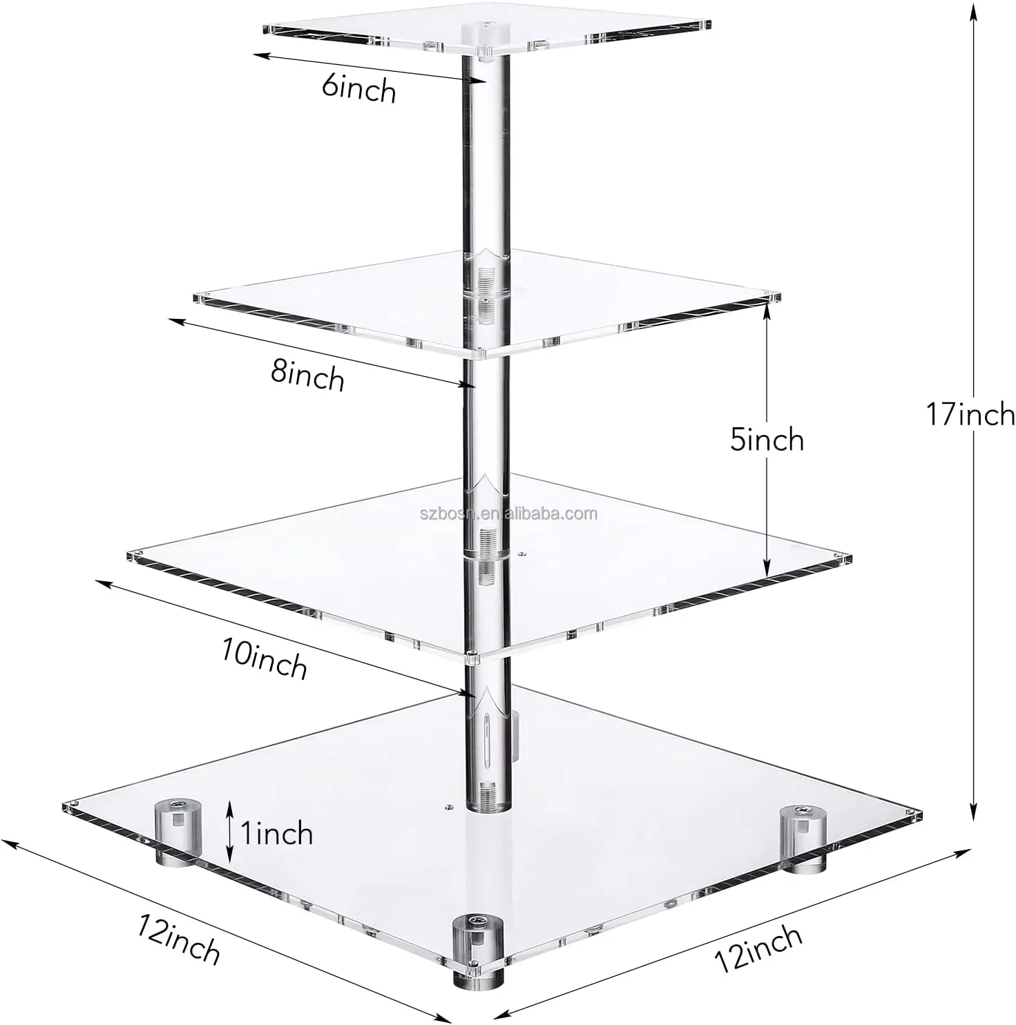 4 Tier Round Square Acrylic Cupcake Display Stand With Led String