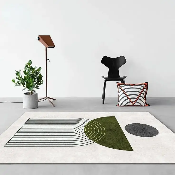 Custom Logo 3D Printed Factory Cheap Polyester Rugs Nordic Style Karpet High Quality Tapetes Para Sala Modern Line Alfombra