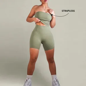 OEM Custom Women's Fitness Clothes Eco-Friendly Sports Bra and Gym Shorts Breathable Lightweight Yoga Wear Plus Size Yoga Sets