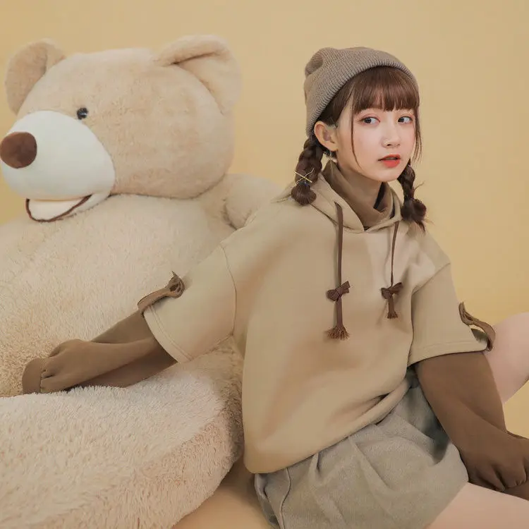 Harajuku Streetwear Teddy Bear Fleece Jacket Brown / L