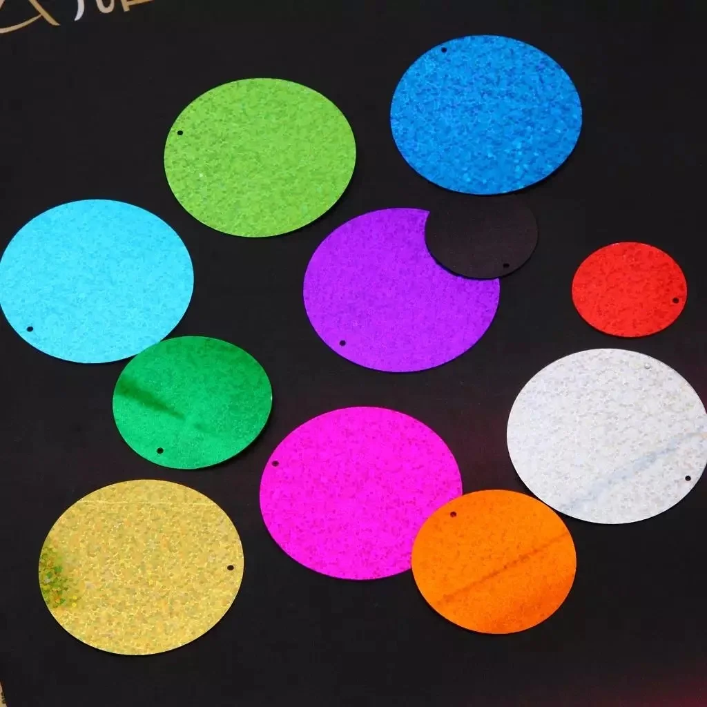 Небольшие блестки 50 мм для украшения одежды экологически чистые ПЭТ Плоская Круглая свободная сумка OPP аксессуары дизайнерская обувь