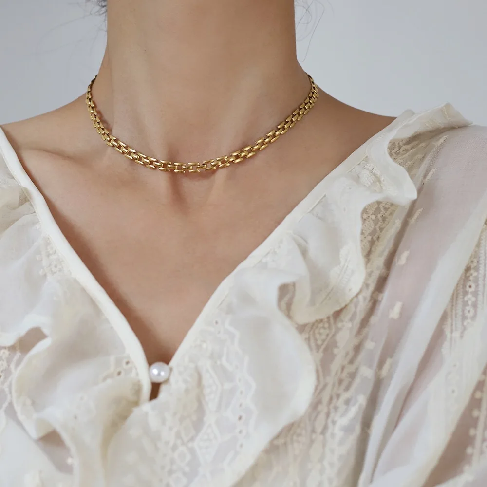 2026 Trend Stainless Steel Watchband Chain Necklace Women's Gold Plated Stainless Steel Watch Strap ChainFashionNecklaceforWomen