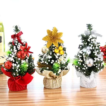 Christmas Tree 20CM Mini Xmas Set Tree Tabletop Ornaments Children's Gifts Navidad Accessory