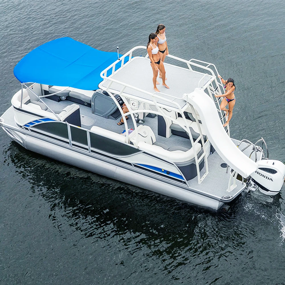 36FT Double Decker Luxury Aluminium Pontoon Boat with Water Slide