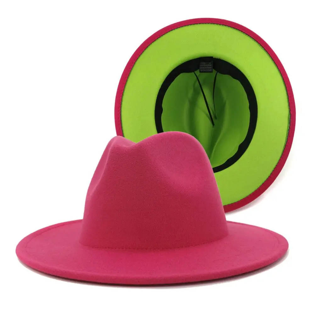 pink fedora hat with red bottom