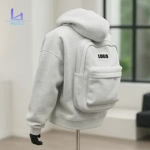 Huili Oem New Trending Unisex Cotton Solid Color Vintage Zip up Hoodie Winter Jacket Custom logo Women's Fleece Backpack Hoodie