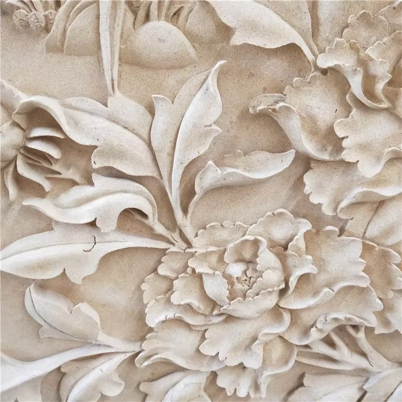 product yellow sandstone hand made carved indoor wall art stone decoration-4
