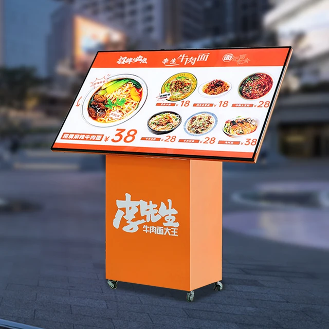 led red ordering light box restaurant menu display card light billboard vertical charging large screen glass display stand