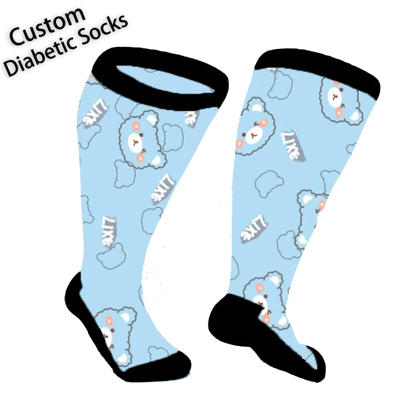 Custom Printed Soft Diabetic Socks Unisex Bamboo Non-binding Diabetic Compression Socks