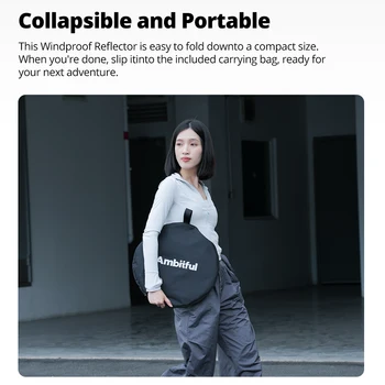Ambitful Silver Reflector 60cm 80cm110cm Collapsible Windproof Round Reflector Diffuser for Studio Photo Video Live Recording detail image