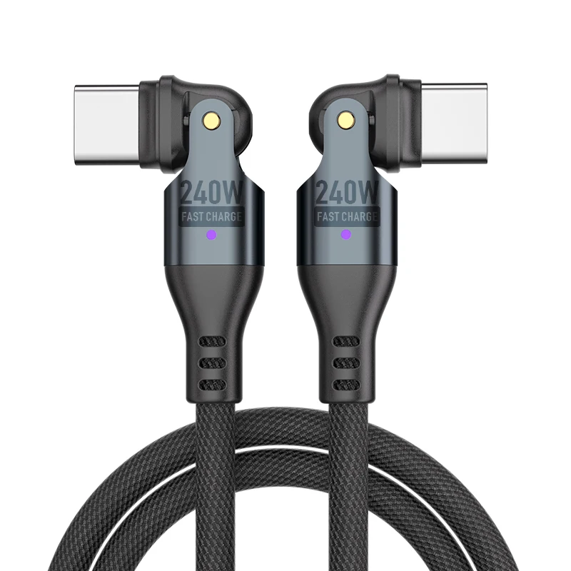 5A Fast Charging Cable Type-C 240W USB-C to Type C 180 Degree Double Bending Data Cable for Phones & Laptops