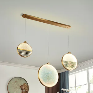 Enamel Colored New Chinese Style Copper Restaurant Pendant Lamp Retro Dining Restaurant Lights Zen Tea Room Pendant Light