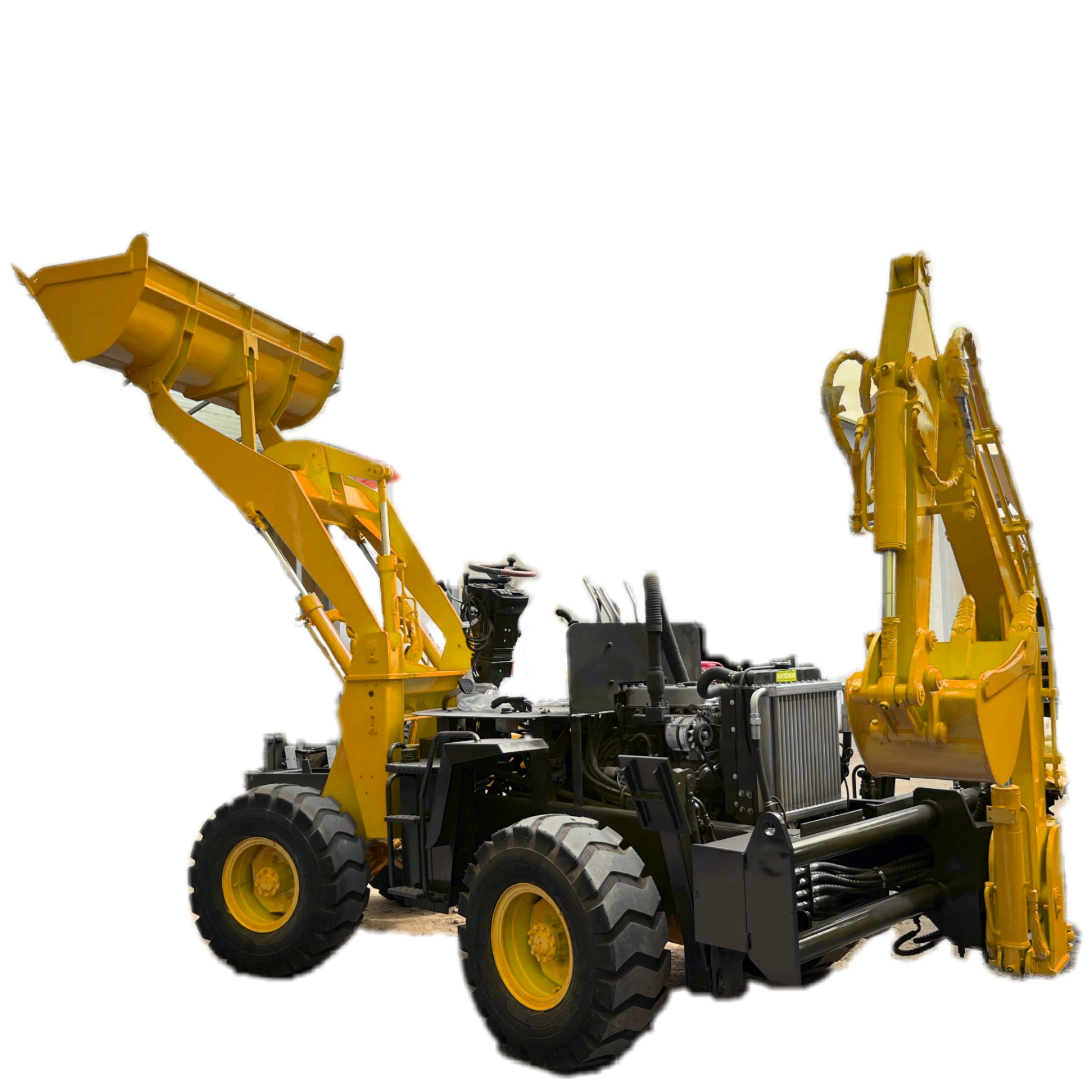 4x4 Hydraulic Excavator Loader Integrated Machine Wheel Mini Backhoe
