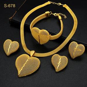 Heart Pendant Necklace Wholesale  Dubai  Gold Jewelry Sets Wedding Accessories Designer Inspired Jewelry Sets