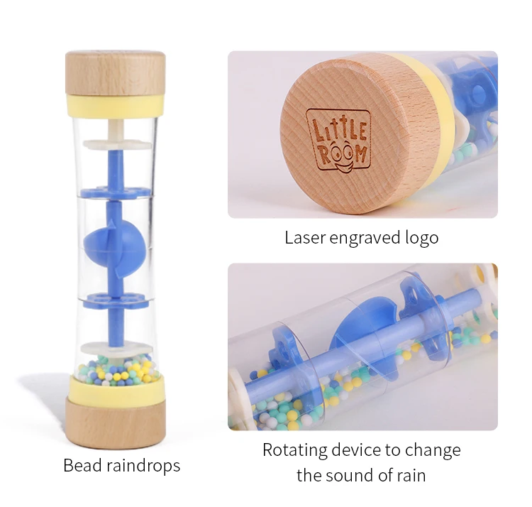 Буковая деревянная трубка для дождя с идеальным дизайном, бусины Монтессори, капли дождя, детские музыкальные игрушки для младенцев, развивающие сенсорные качели