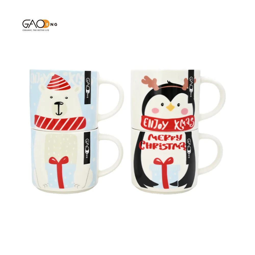 High Quality Christmas Stacking Cup with The White Bear and The Penguin Cute and Fashion