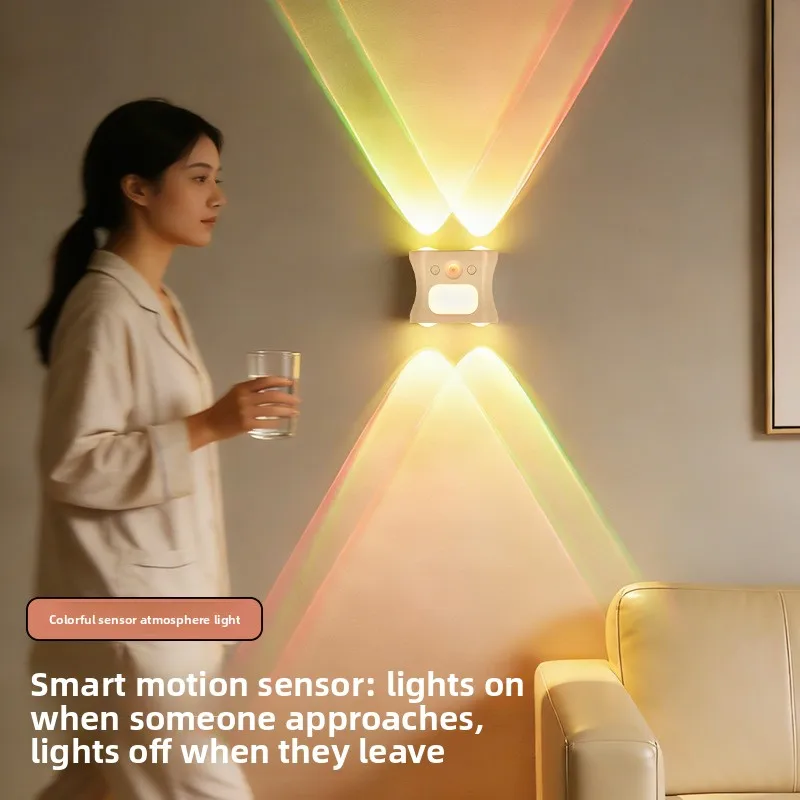 Timanson Cross-border New Arrival Cordless Indoor Wall Lamp Smart LED Spotlight Human-Body Induction RGB Cat-Eye Light