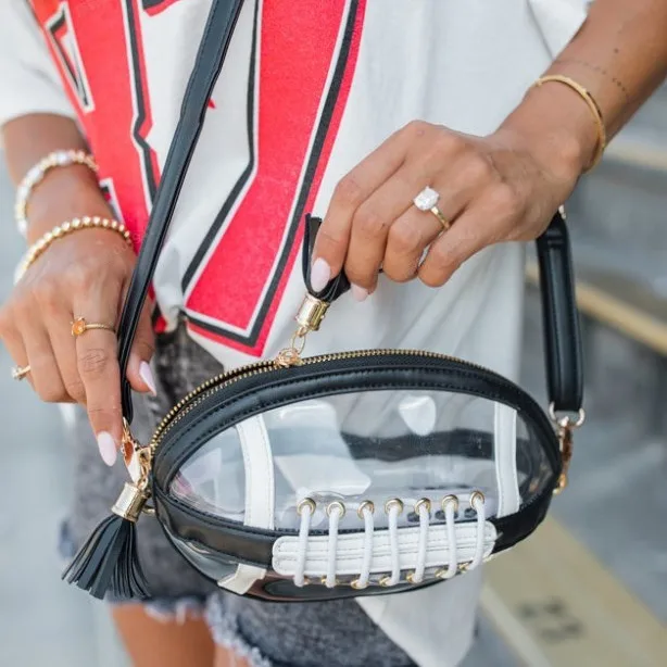 Clear PVC Crossbody Purse Bag Women Football Shaped Crossbody