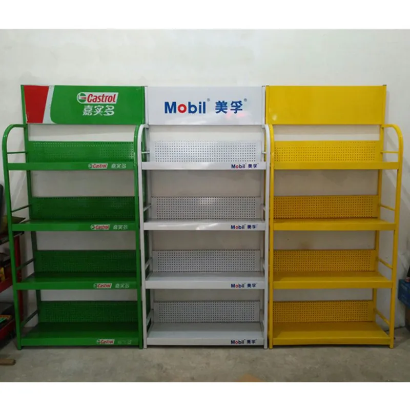 Metal Mobil Castrol Helix Shell Engine Lubricating Essential Oil Car Auto Accessories Storage Display Rack Support Customization